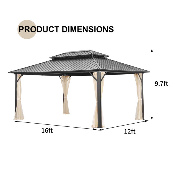 Zenova 16 Ft. W x 12 Ft. D Aluminum Patio Gazebo & Reviews Wayfair